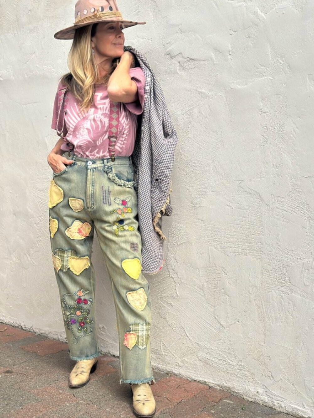BLUE VELVET HATTIE HEARTS PATCHWORK JEANS NWT